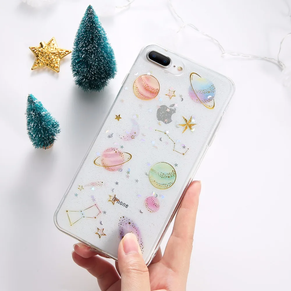 KISSCASE милый чехол с блестящими звездами для iPhone 7 6 6s 8 Plus девчачий Мягкий