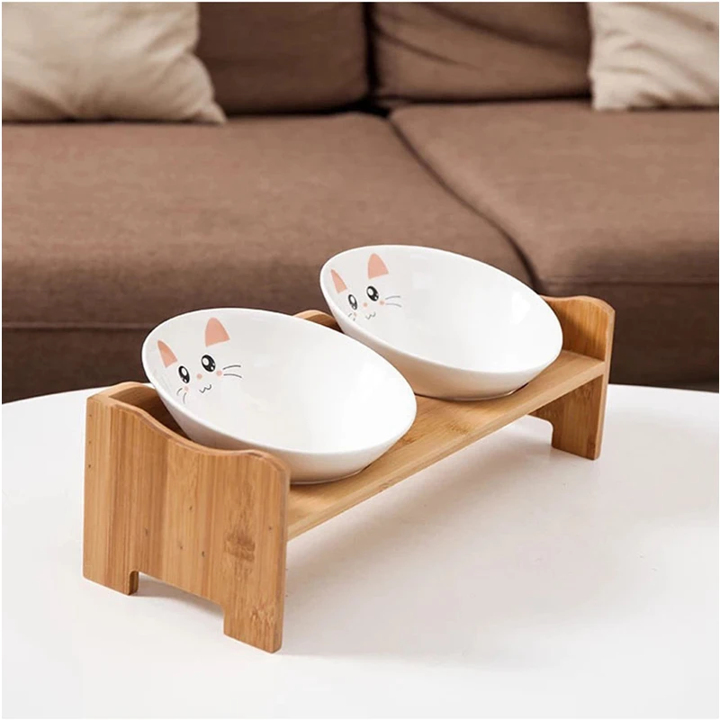 Новая миска для домашних животных Бамбуковая керамическая кормления и питья