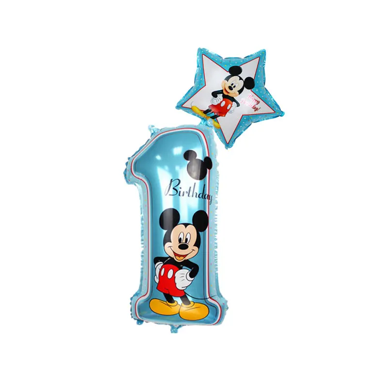 mickey 1 2 шт. 32 дюйма розовый и голубой номер 0-9 Фольга надувные шары Mickey воздушный шар "Минни" 1 2 3 4 5 6 7 8 9 лет для детей от День рождения украшения - Цвет: mickey 1