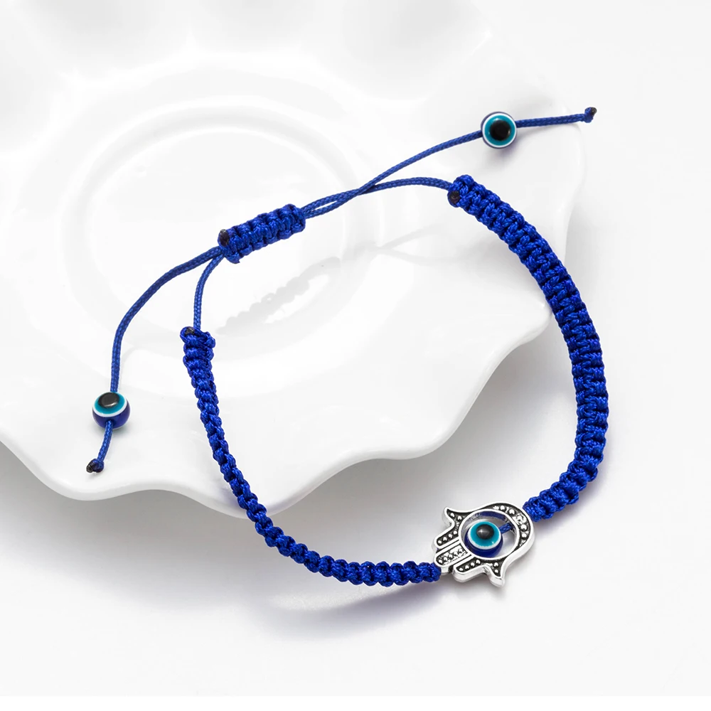 Lucky Eye Подвески в виде руки хамсы браслет сглаза синяя Красная Нить плетеная
