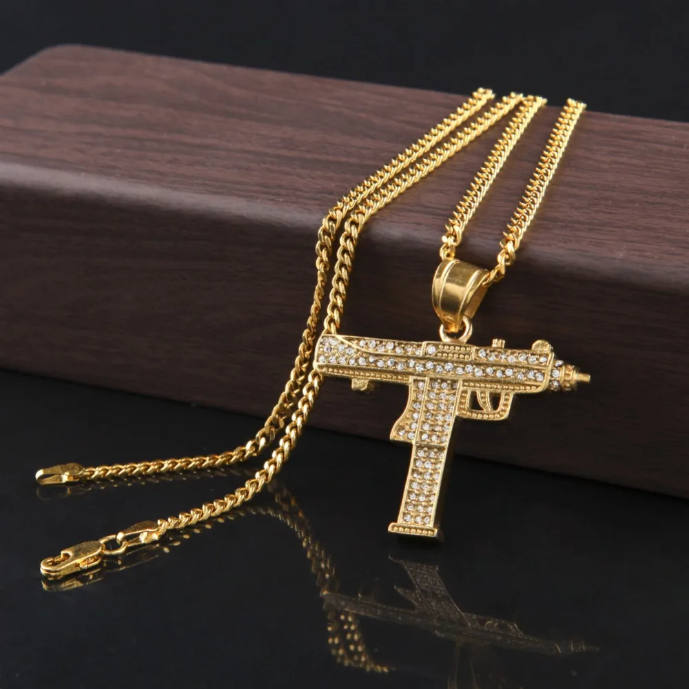 В стиле хип хоп Полный Стразы ограненные Bling лед из CS GO кулоны с оружием подойдет в