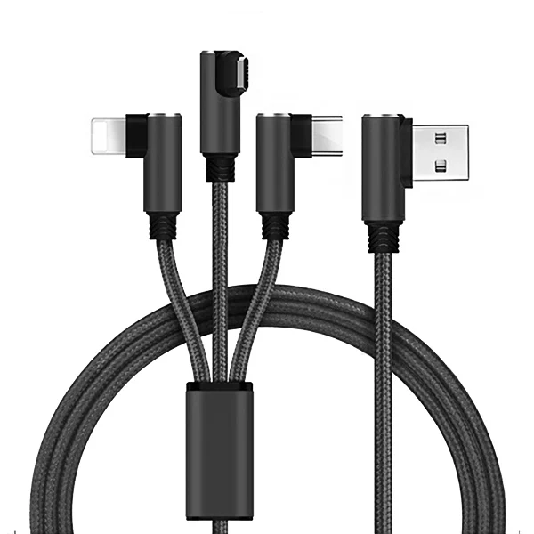 NOHON локоть 3 в 1 Micro usb type-C зарядное устройство с интерфейсом Lightning Кабель для iPhone X 7 8 6 6s Plus для sony samsung длинный зарядный кабель 1,5 м - Цвет: Черный
