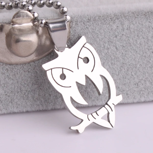 Серебряный цвет маленькая сова 316L кулон из нержавеющей стали бусины для ожерелья