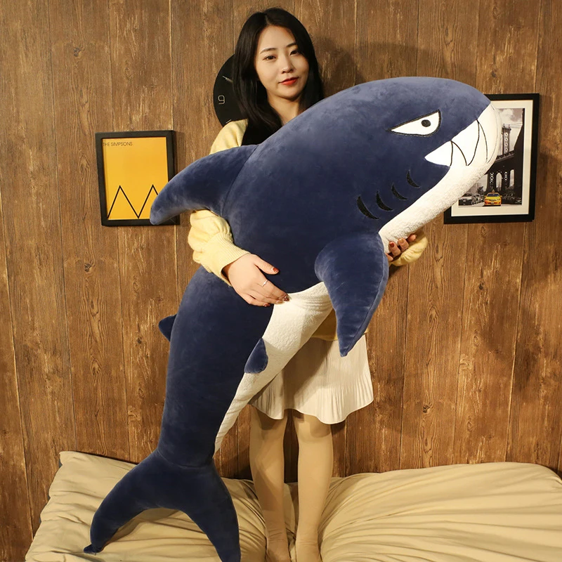 

1PCS large soft shark plush stuffed toy, creative shark with sleeping pillow, squeeze toy, kid toy, birthday present