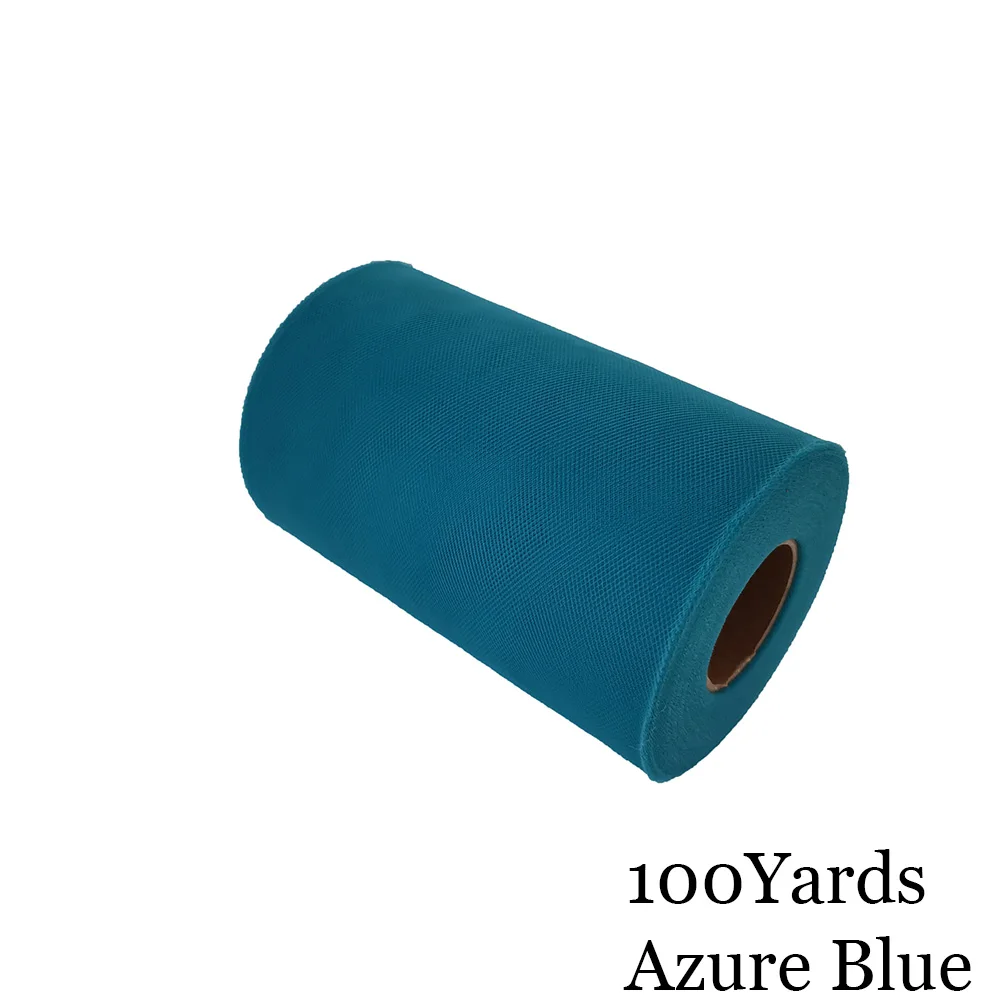 Azure Blue 15 см, 100 ярдов, фатиновая пачка в рулоне, 6 дюймов, Тюлевая пачка для душа для малышей, сделай сам, для свадебной вечеринки, дня рождения, без шитья, вечерние пачки, декоративные принадлежности - Цвет: Azure Blue
