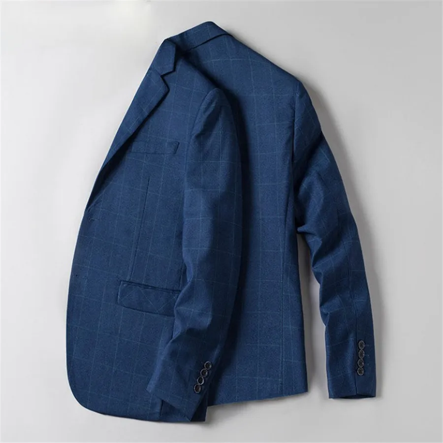 Блейзер Для мужчин Modis Slim Fit с длинным рукавом Повседневное пальто Для мужчин плюс Размеры 4Xl Однобортный Тонкий плед весна блейзер Masculino Ds50554 - Цвет: S12