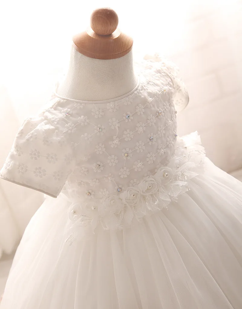 Новинка 2017 платье для маленьких девочек Милое Свадебное с цветами одежда крестин