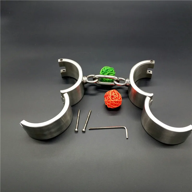 4cm high oval metal hand cuffs adult games bdsm bondage stainless steel handcuffs wrist restraints slave fetish sex toys | Красота и
