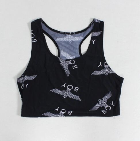 Free Shipping X-205 New Fashion Cropped 2015 Women Summer Bustier Crop Top London Eagle Punk Sport Tops Sexy Fitness | Женская одежда