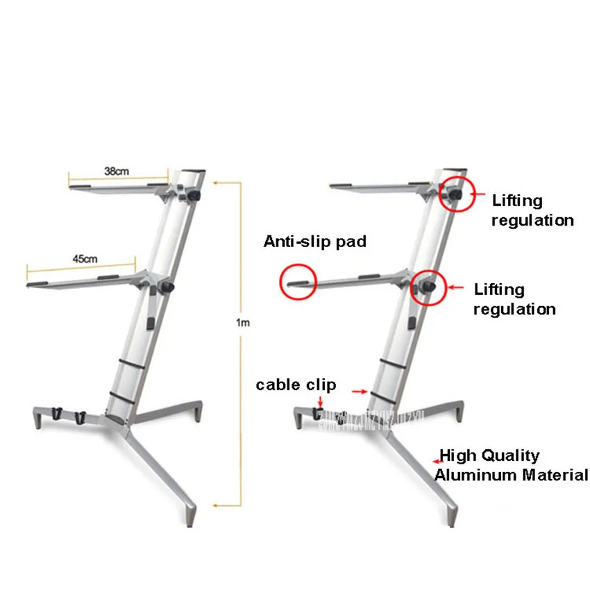 2 Layer Aluminum Alloy Digital Piano Frame Rack Music Stand Holder Height Adjustable Lightweight For Performance KS Series | Спорт и