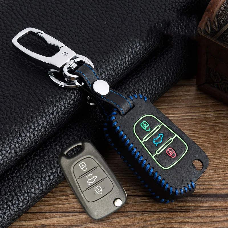 Ручной швейный светящийся кожаный чехол для ключей Kia RIO K2 K5 Sportage Sorento hyundai i20 i30 i35