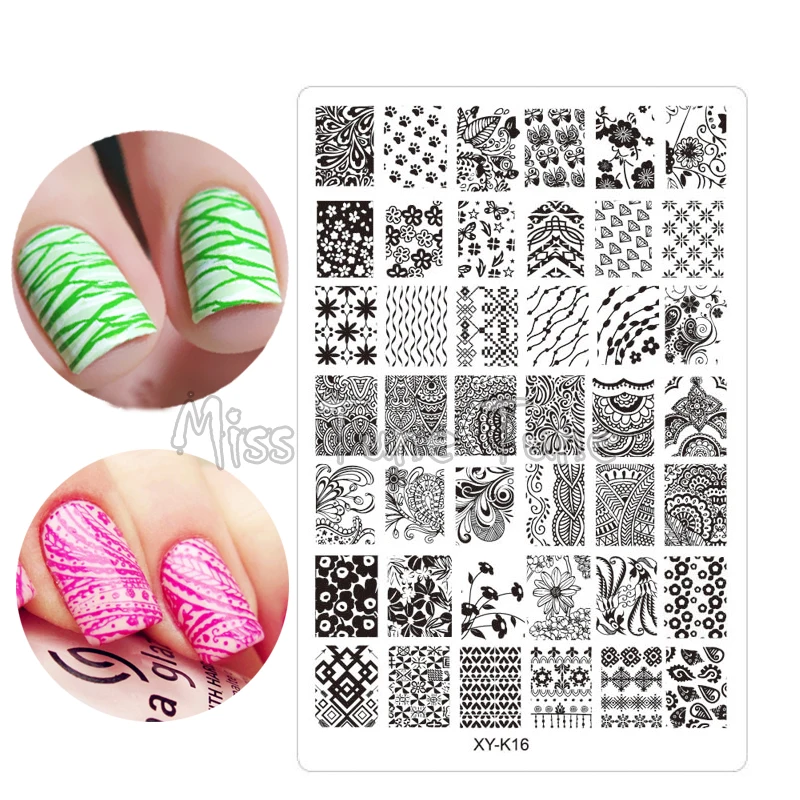 Акриловые пластины для стемпинга ногтей среднего размера прозрачные шаблоны