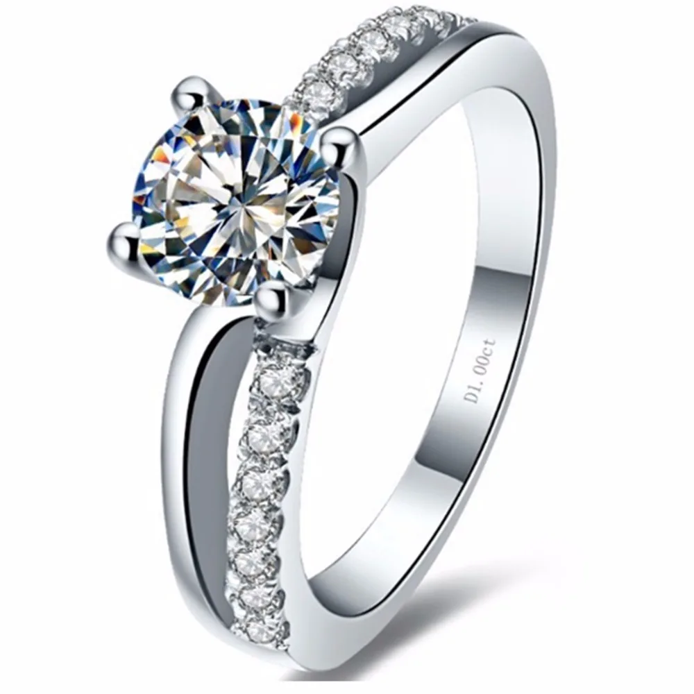 

G-H Color Positive Moissanite test positive Brand 1CT Diamond Carbon Ring Engagement Solid White Gold 14K Jewelry