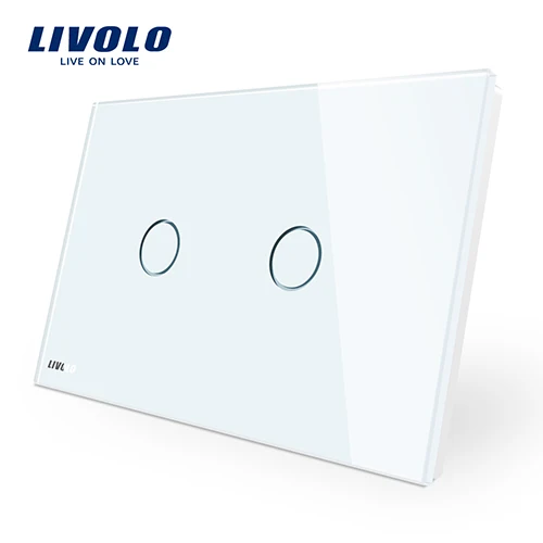 White Настенный выключатель LIVOLO, 110~ 250 В, стеклянная панель цвета слоновой кости, стандарт Австралии/США, сенсорный светильник, VL-C902-11, светодиодный индикатор - Цвет: White