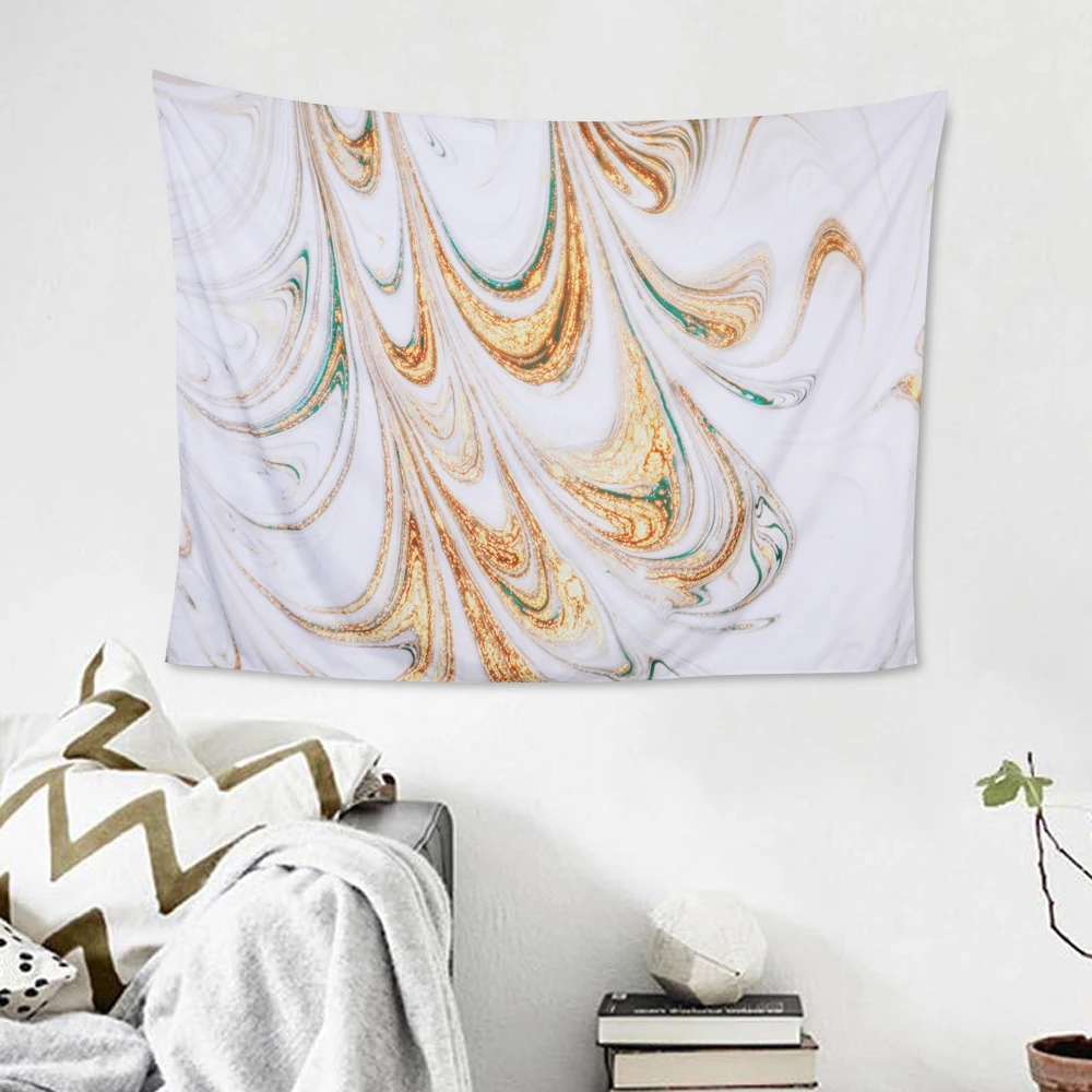 Гобелен настенный ковер синий завиток мраморная печать гобелен Полиэстер Йога