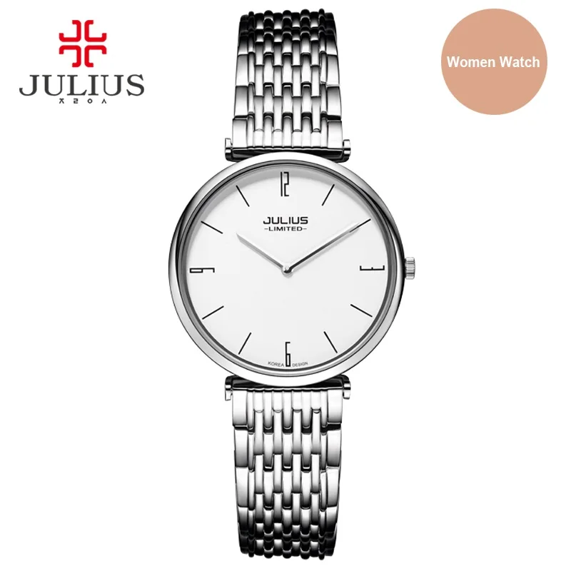 Julius limited edition женские стальные ультратонкие 6,5 мм серебряные розовое золото Япония кварцевые Movt 30 м водонепроницаемые женские часы под платье JAL-032