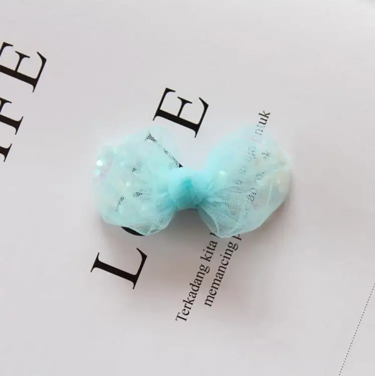 Blue Модные заколки для волос из тюля с бантом для девочек, шикарные заколки со звездами на подкладке из кожи аллигатора, аксессуары для волос HC077 - Цвет: Blue