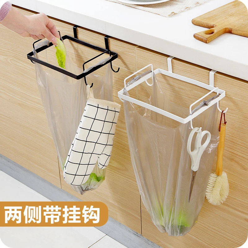 Door-back Iron Garbage Storage Rack Kitchen Cabinet-mounted Bag Shelf Towel Holder Tool | Дом и сад
