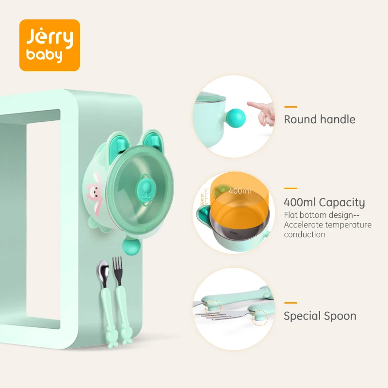 Jerrybaby чашка для кормления малыша тарелка из нержавеющей стали согревающей воды