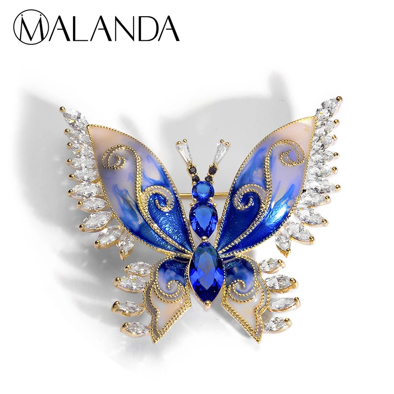 Бренд MALANDA, эксклюзивный дизайн, красочная брошь в виде бабочки, роскошные циркониевые Броши для женщин, индивидуальное модное ювелирное изделие, подарок для девочки