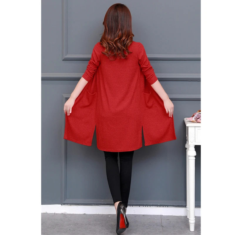 Autumn Long Knitted Sweater Women Cardigan Oversized Knitwear Coat Black Knit Sweaters Elegant sleeve Ladies 5XL |