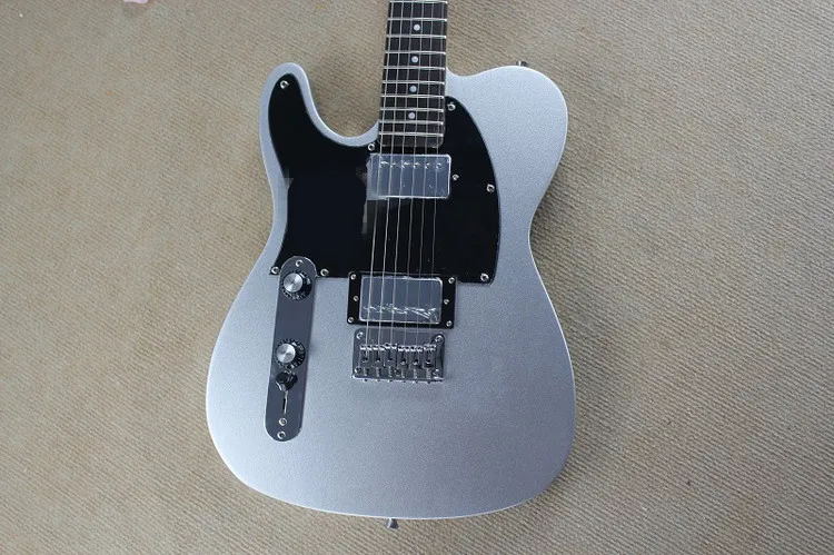 

Factory Wholesale Silver Powder Left-hand Electric Guitar with HH Pickups,Black Pickguard,Chrome Hardware,Offer Customized
