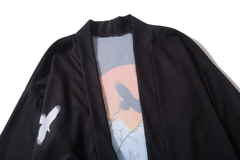 GONTHWID Harajuku принт японское кимоно кардиган Haori рубашки летние мужские повседневные пальто с длинным рукавом Уличная Хип-хоп рубашки