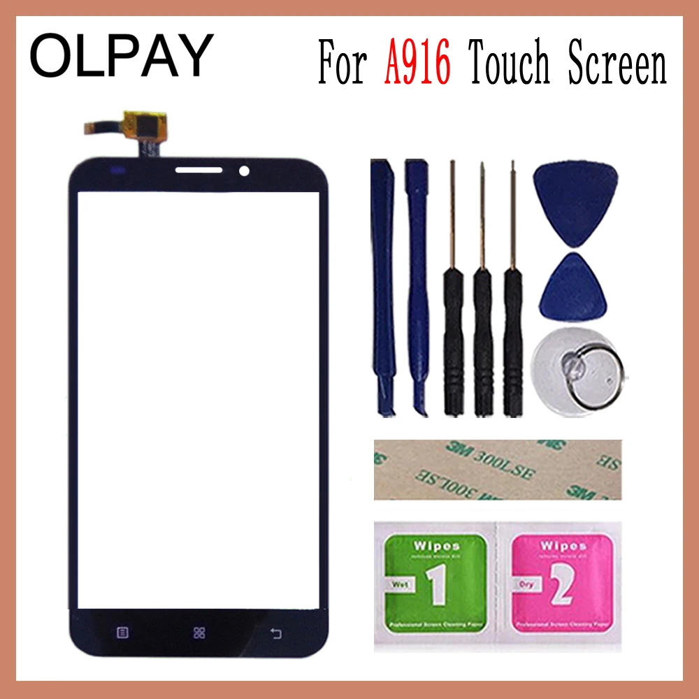 Black With Tools OLPAY 5," переднее стекло для lenovo A916 A 916 мобильный сенсорный экран сенсорный дигитайзер Сенсорная панель инструменты Бесплатный клей+ салфетки - Цвет: Black With Tools