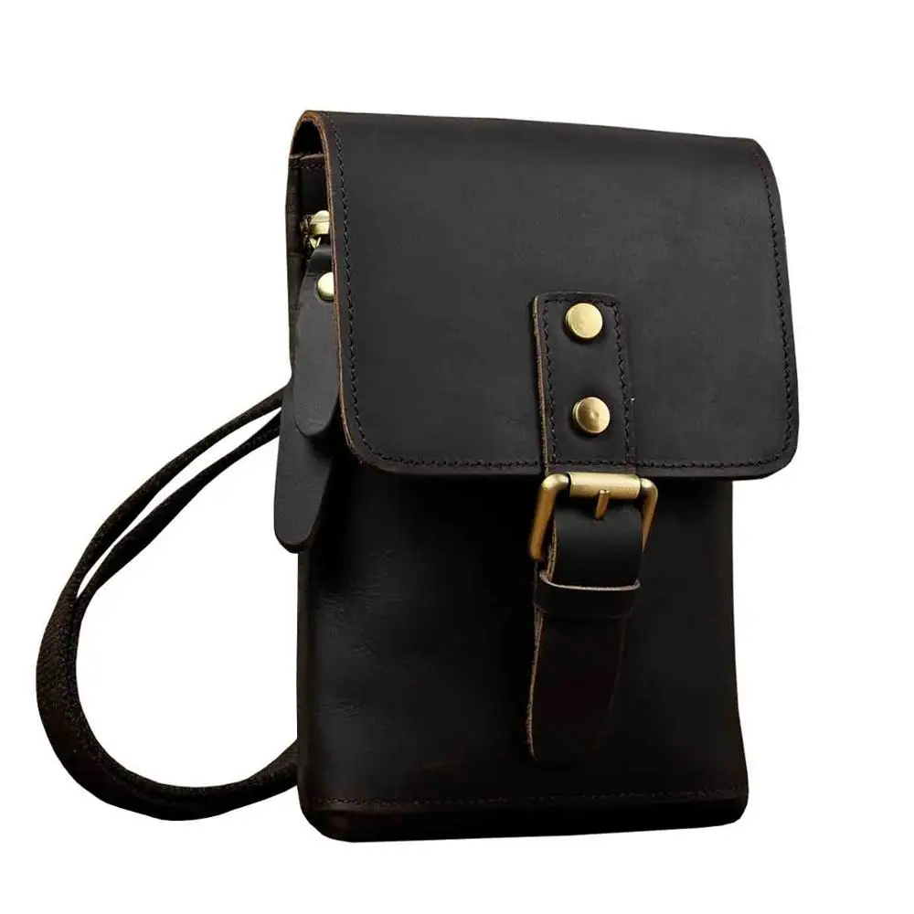 dark brown Модная мужская кожаная многофункциональная сумка-мессенджер Mochila, дизайнерский чехол для сигарет, сумка для путешествий, поясная сумка на крючок, 611-15-c - Цвет: dark brown