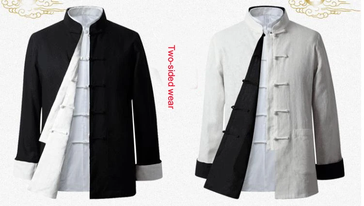 Реверсивный jacketwing Чун Тан suitsmartial искусств кунг фу тай чи одежда мужская coatblack +