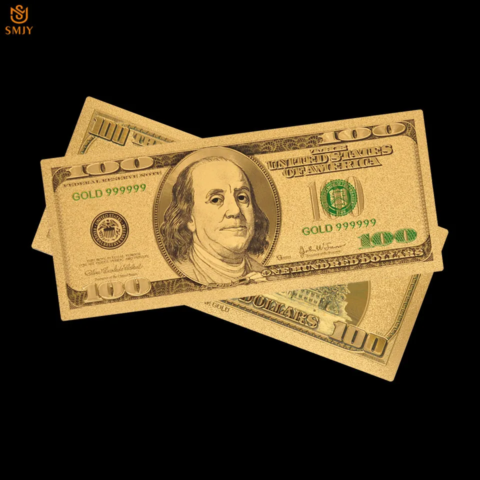Новый продукт валютная бумага для США 100 долларов золото 999 покрытые золотом
