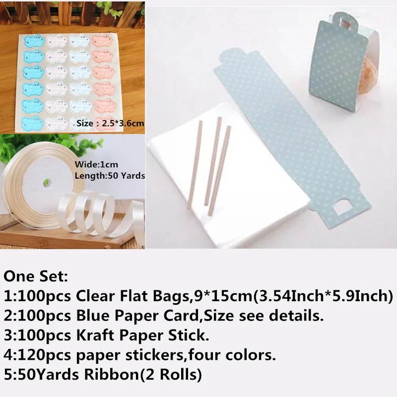 Blue One LBSISI Life 100 Наборы для печенья, конфет, хлеба, Пластиковые Упаковочные пакеты, коробки, розовые, синие, в горошек, вечерние, для подарка, шоколада, для свадьбы, самостоятельно стоящая сумка - Цвет: Blue One