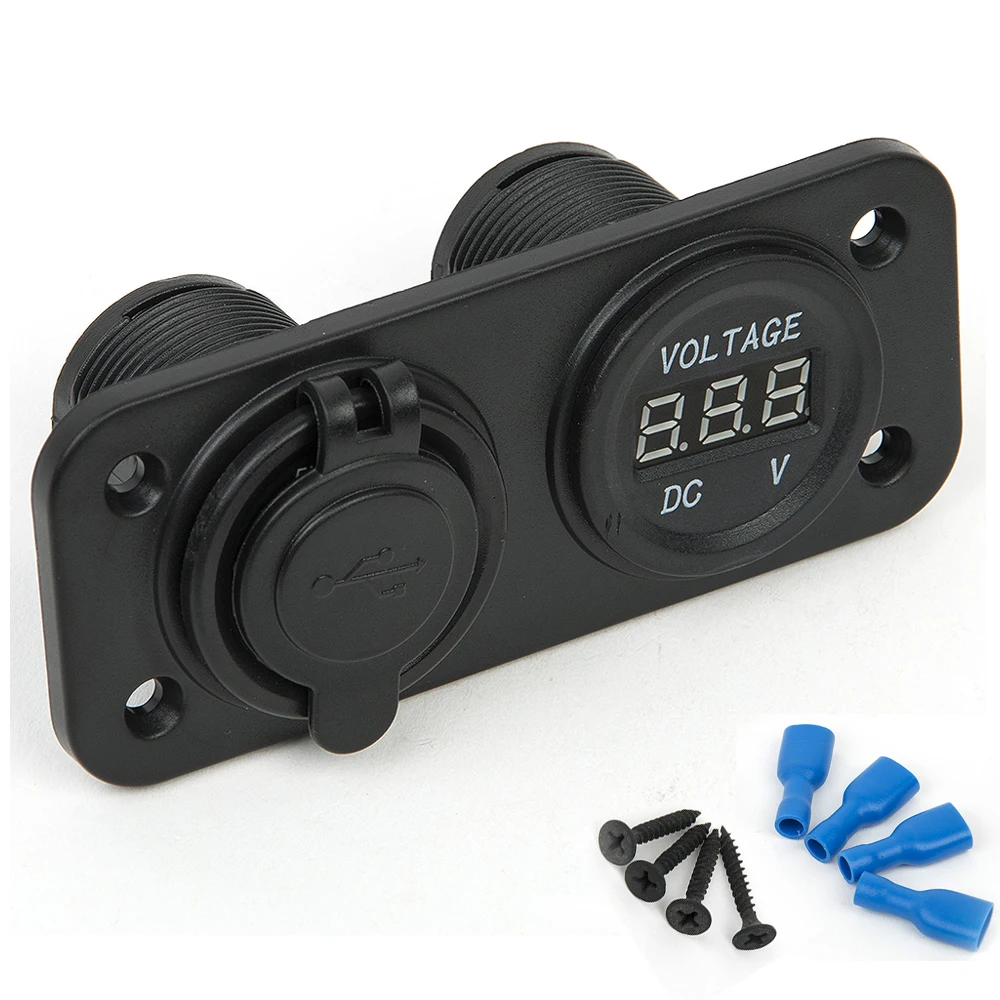 

New 12V LED Duel Car 2 USB Port Charger With DC Voltmeter Digital Auto/Motorbike/Boat Cigarette Lighter Socket Splitter