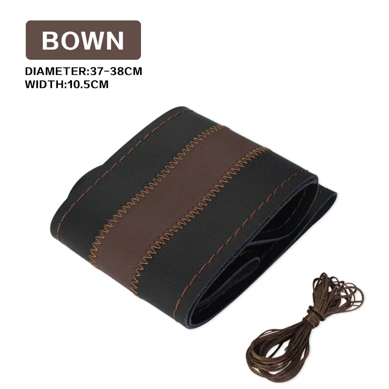 BrownM Горячая DIY автомобильный чехол из натуральной воловьей кожи с отверстием размер 37-39 см белый/оранжевый/коричневый/синий автомобильные аксессуары - Название цвета: BrownM
