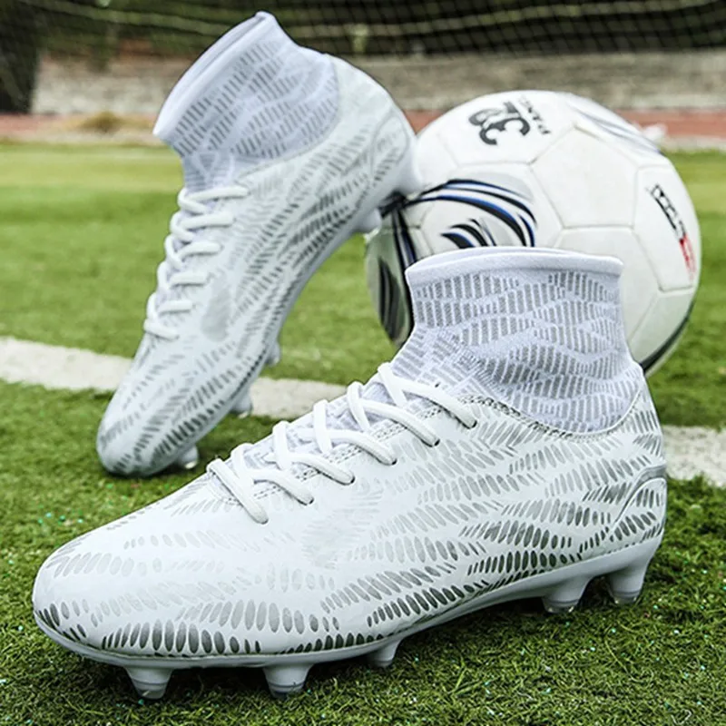 

Men Soccer Shoes Adults Outdoor Turf Futsal High Football Shoes Sneakers Professional Flexible Long Spikes Trainers Shoes 44 45