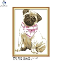 joy sunday a dog with a red scarf pattern dmc 11ct 14ct counted chinese cross stitch kits diy handmade for embroidery home decor