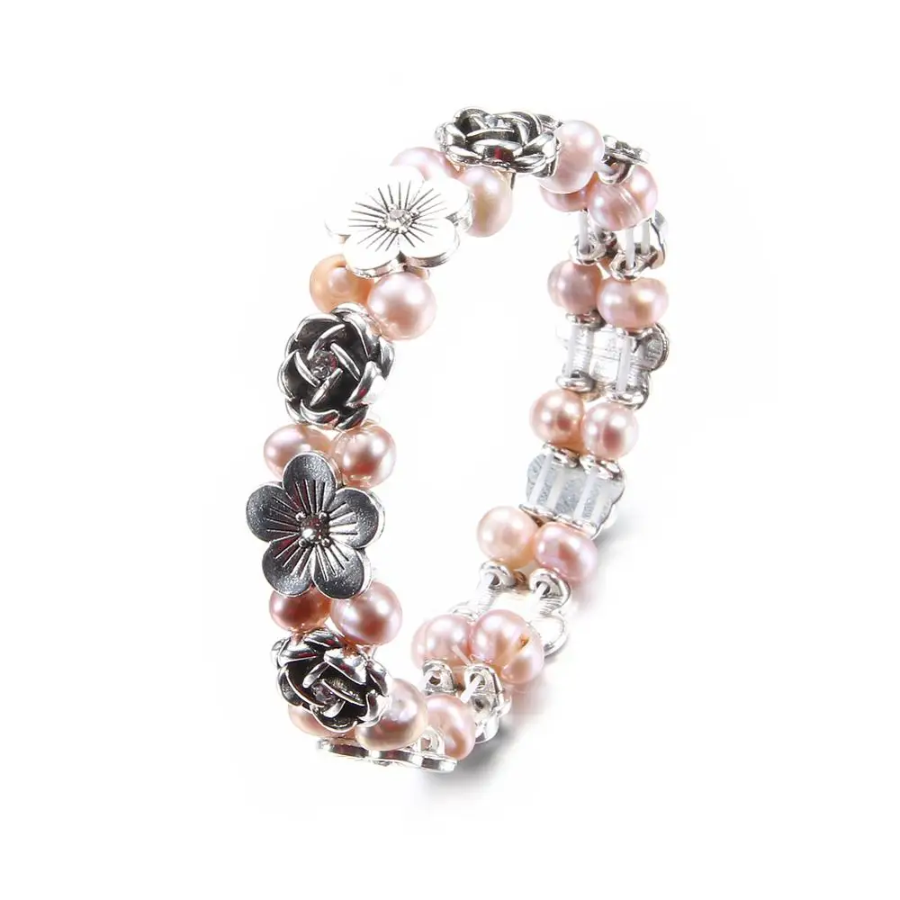 Красивый модный браслет из натурального жемчуга пресноводного и бусин