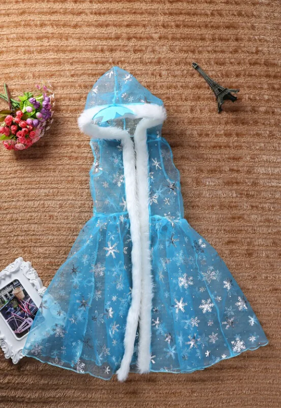 Princess Dress Deguisement Elsa Winter (dress+cape+sleeve) Lace Anna Cosplay Costume robe reine des neiges 2-7Year | Детская одежда и