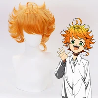 anime the promised neverland 63194 emma orange short curly cosplay wig yakusoku no neverland synthetic hair perucas
