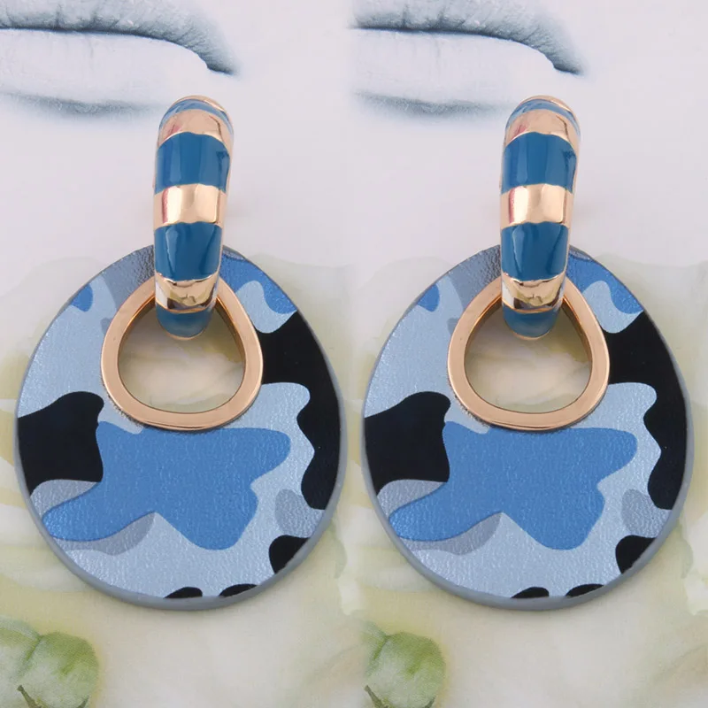 tiger lake blue NeeFu WoFu, большие серьги, модные ювелирные изделия, кольца с принтом для женщин, кожаные серьги orecchini, женские большие серьги Brinco Oorbellen, на Хэллоуин - Окраска металла: tiger lake blue