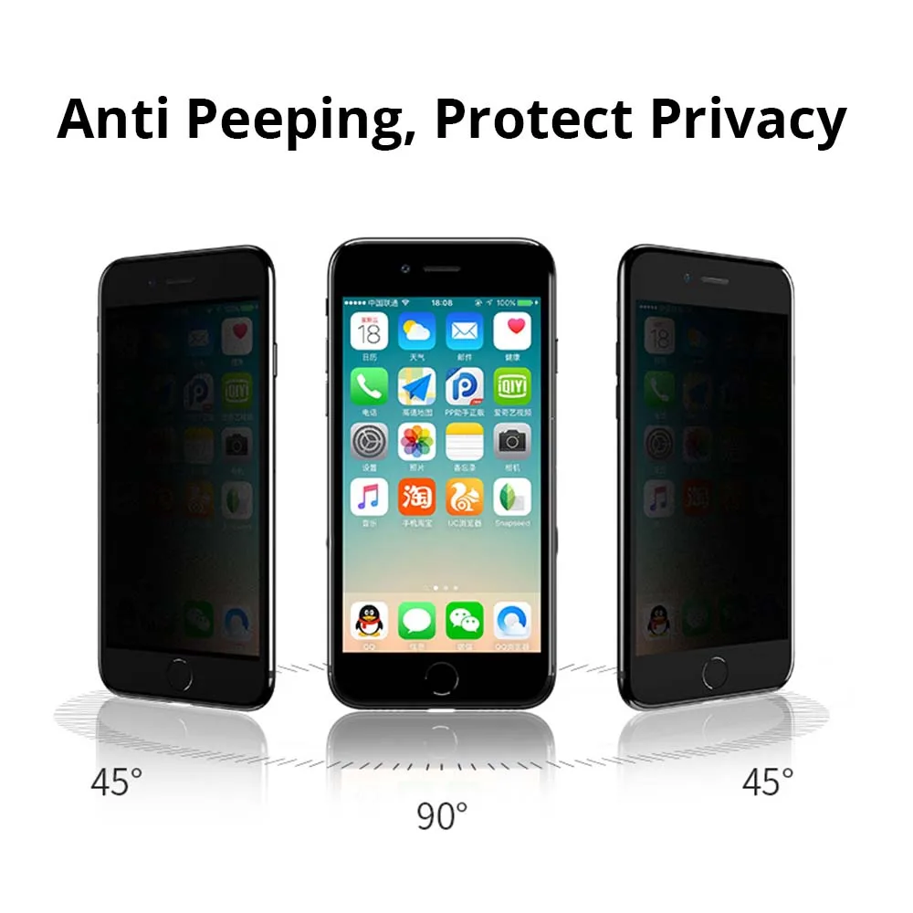 3D Full Cover Privacy Protection Film Tempered Glass For iPhone X 7 8 6 6s Plus Screen Protector | Мобильные телефоны и