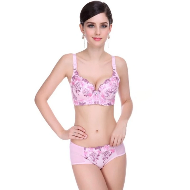 Женский хлопковый мягкий бюстгальтер пуш ап с цветочным узором и глубоким v