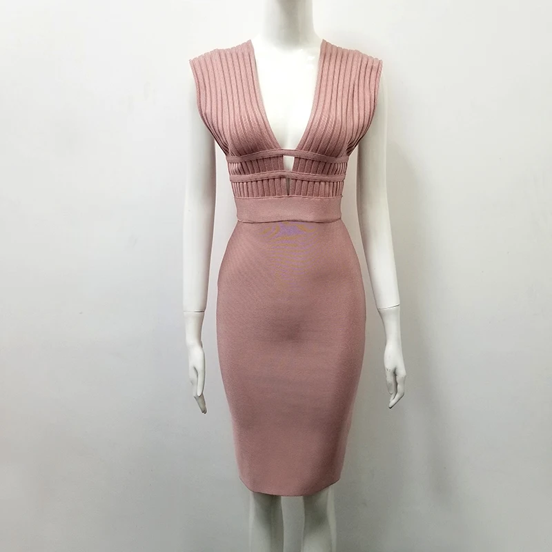 2021 новый глубокий v-образный вырез женское Бандажное платье летняя мода Vestidos