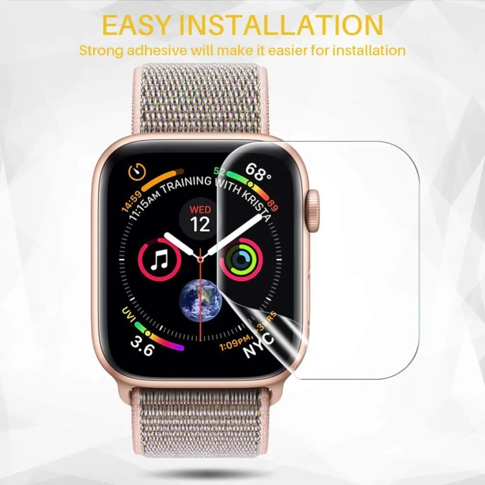 6 упаковок полное покрытие мягкий ТПУ протектор экрана для Apple Watch серии 4 40 мм 44