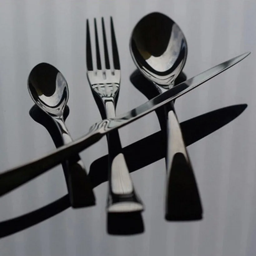 4 шт. черный Западный набор посуды для еды высокое качество нержавеющая сталь