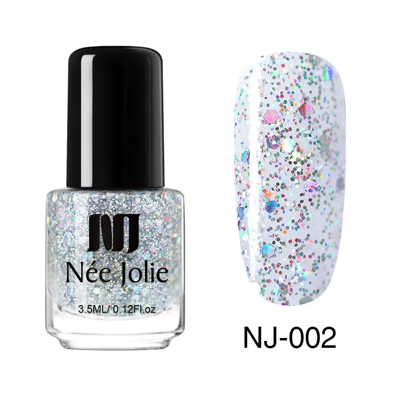 3.5ml glitter-02 NEE JOLIE Серебряный Блестящий лак для ногтей Быстросохнущий Черный Фиолетовый матовый лак для ногтей лак для маникюра для дизайна ногтей - Цвет: 3.5ml glitter-02