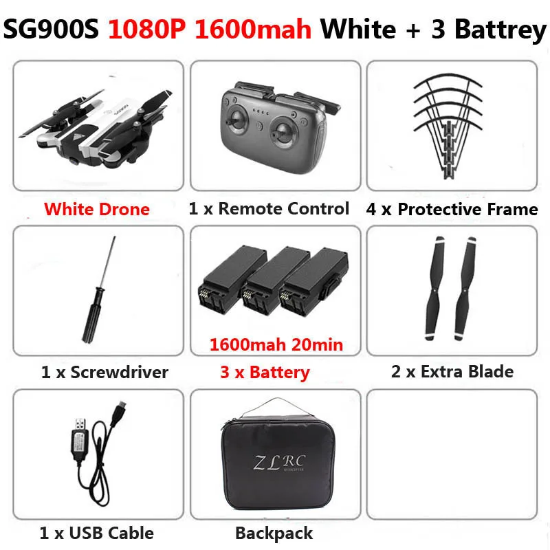 W 1080P1600mah3B Bag SG900S Профессиональный gps WiFi FPV Дрон с камерой 720P 1080P складной оптический поток широкий угол RC Квадрокоптер Вертолет игрушки F11 - Цвет: W 1080P1600mah3B Bag
