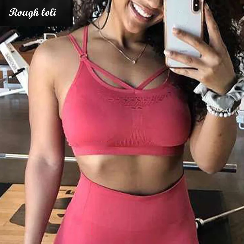 Женский энергетический бесшовный спортивный бюстгальтер с высокой ударной