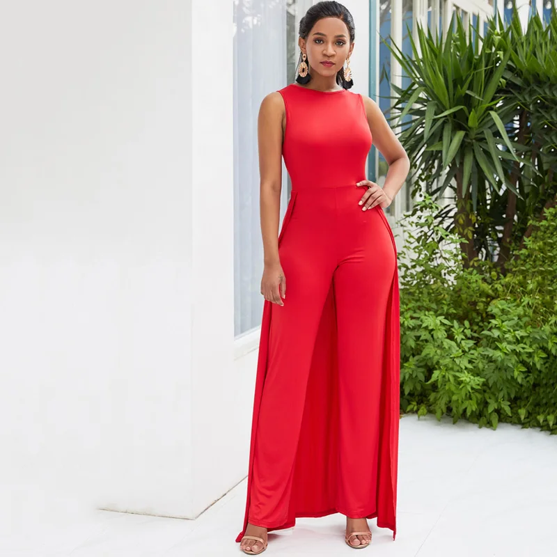 Женский Облегающий комбинезон FDC99 Круглый ворот без рукавов со средней талией M-2XL