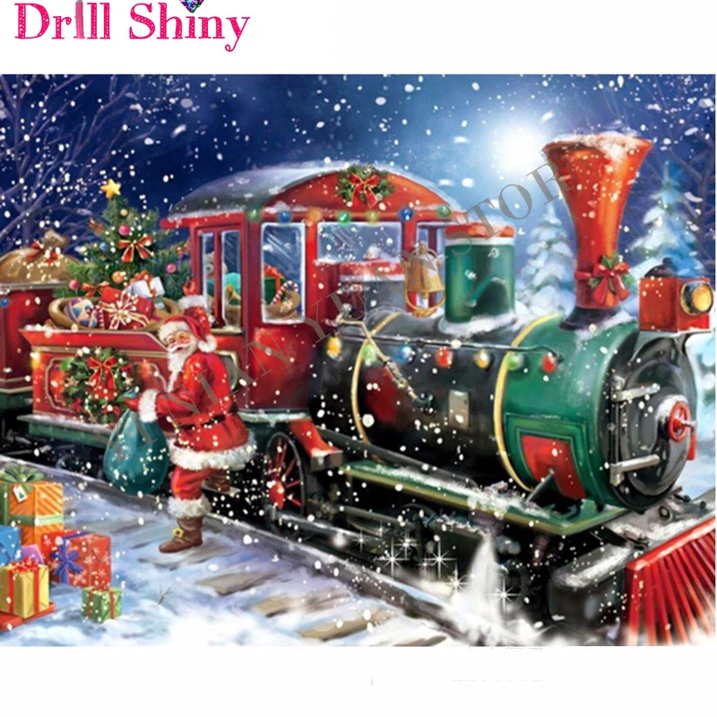 

5D DIY diamond painting Christmas Santa Claus Train Full Square rhinestone cross stitch diamond embroidery mosaic Decor picture